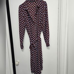 Vero Moda Red and White Long Sleeve Dress